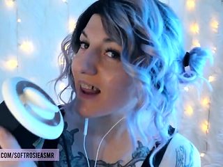 Relaxing ASMR ear licking session with sensuous young babe