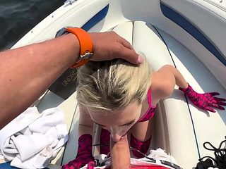 Blonde cutie thanks me for a boat ride