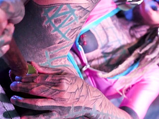 Tattoo Girl Solo Double Penetration with Toys - Anal Ma...
