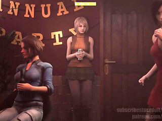 3D Hentai Lesbian Sex: Ashley and Sheva Big Tits Encoun...