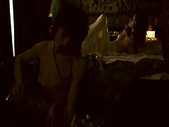 Natalia Avelon nude giving us a great look at her breasts and bush while dancing on a bed with a sheer red sheet all as a guy watches. Then Natalia Avelon nude having sex while riding a guy. From Eight Miles High.