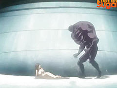 Horny monster fucks this innocent redhead babe with his tentacles