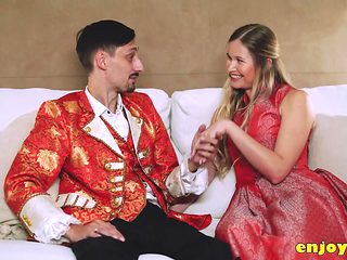 Busty towheaded with thick orbs and clean-shaven gash a...