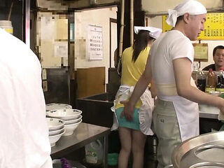 Hot Ramen Shop Threesome with Hairy Japanese Girl Asuka...