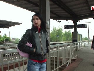 Skinny german slut pick up at train station and fucked