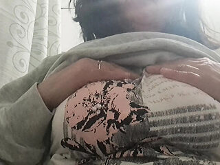 Monse squeezing her mom&#039;s big natural tits homemad...