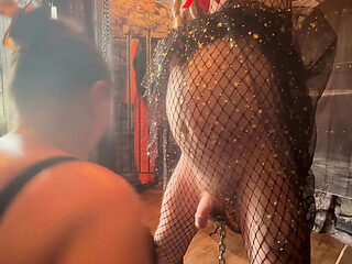 Mature BBW Dominatrix Satana Punishes Slave Andrew with...