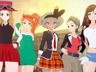 Pokemon Hentai Gangbang: Serena, Sonia, Hilda, Bea, and...