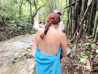 Hot Busty Milf Shower Sex in River - Hindi Audio 4K Porn