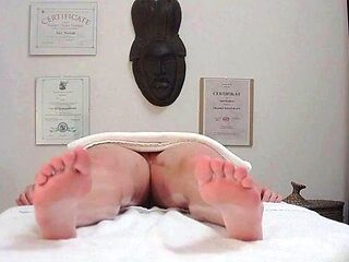 Busty blonde fucks the masseuse