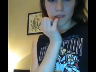 Shy brunette masturbates for the first time on cam