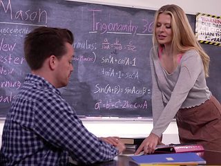 Blonde slut knows how to convince the teacher to pass h...