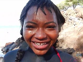 Amateur video of ebony Noemie Bilas teasing and playing...