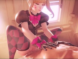 Pink D.Va shoves a big cock in her ass