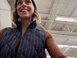 Naughty public play in a grocery store with a curvy vib...