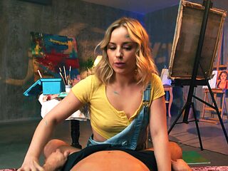 A beautiful blonde with long hair seduces her partner i...