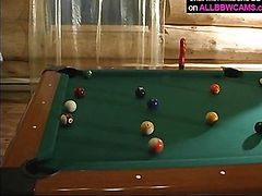 Pussy BBW plays on pool table