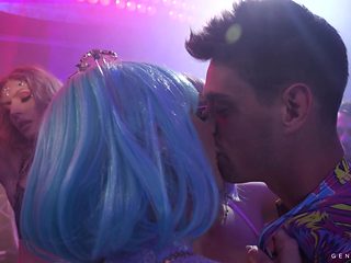 horny studs bang some shemales at a party