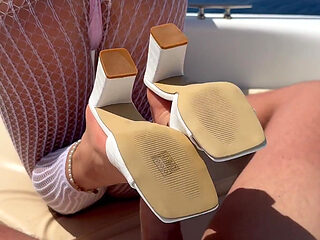 Outdoor Shoejob & Footjob on a Boat with Long Toena...