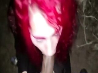 Interracial Blowjob in the Great Outdoors