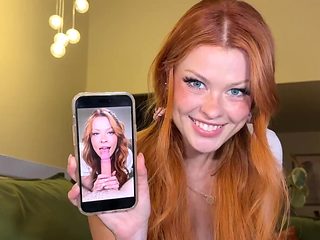 Redhead hottie turns on her BF and pleases his dick