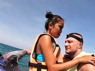 Amateur Thai teen sucking BWC on jet ski