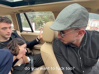 Busty latina and her bf were making out in the taxi and...