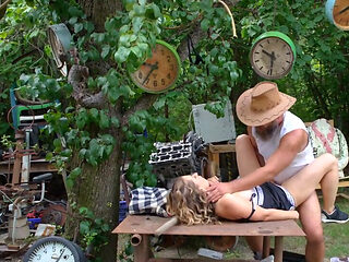 Lumberjack fucks a perfect blonde in broad daylight