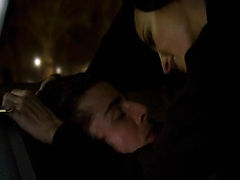 Ana Alexander having sex with a guy in the back seat of a police car, riding the guy at first with her bare butt visible. She then flips around and we see her breasts out of her bra with her shirt hanging open as she continues to have sex with the guy.The