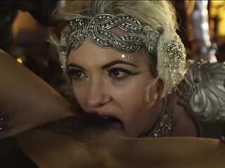 Lesbians lick each other in fantasy oral duo