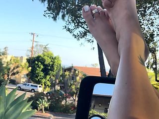 Foot fetish rimming for blonde outdoors