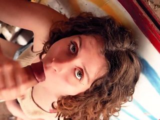 European milf rewarded with hot facial after sensual bl...