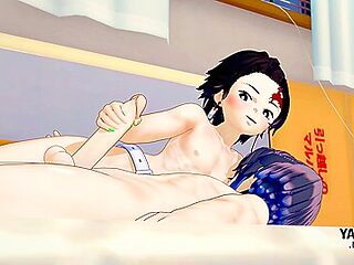Demon Slayer Hentai - Tanjiro Handjob To Inosuke With C...