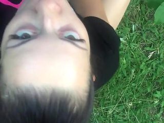 Nasty Brunette Babe Outdoor Blowjob - SoloAustria