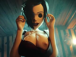 Animated girl gives intense close up blowjob in dark scene