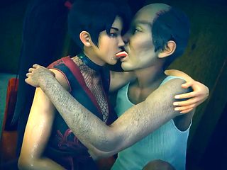 Momiji sucking the homeless peoples tongue and ass