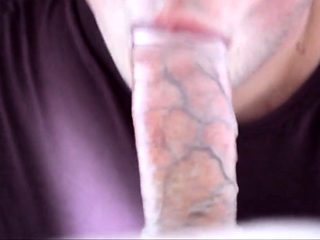 Buddy deep throating and face fucking my big cock on po...