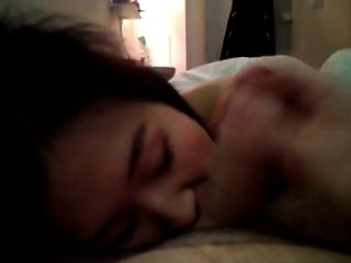 asian gf sucks white cock pov