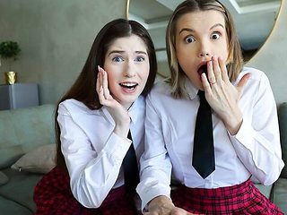 Two hot teens Hot Pearl and Milka Way love intensive di...