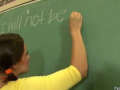 Cute schoolgirl Gracie Glam gets it on a desk (Porn Pros Network 18 Years Old)