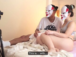 Amateurs filmed a home video fucking with masks on