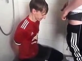 Faggot boy receiving piss