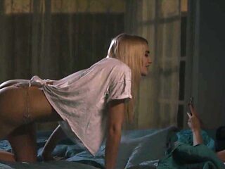 Blonde teen spends a night with her brunette bestie&#03...