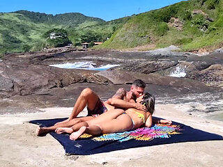 Naughty couple has some fun on the beach with no one ar...