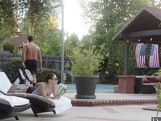 The couple has sex in 69 pose under the open sky, showc...