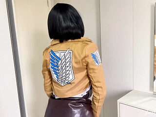 Mikasa Cosplay Blowjob - Cum Swallowing &amp; Dirty Tal...