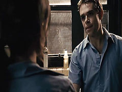 Olivia Wilde having hard forced sex with a guy from behind as he stays behind her and she bent over a desk in an office. From On The Inside.