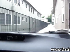My emo teen girlfriend loves to be naughty in the car. Watch her show some skin in this amateur scene!
