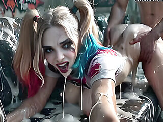 Harley Quinn - Naughty Bathing In Cum (realistic Ai Gen...