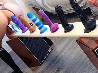 Sexy Plump-assed Babe Rides Different Dildos Put In a R...